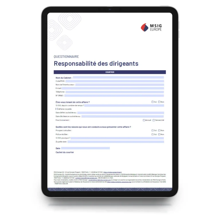 MSIG Europe | Formulaires administratifs