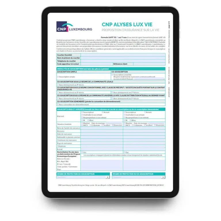 CNP Luxembourg | Interactivité formulaires de souscription Alysés